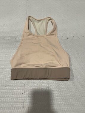 aerie Nude/Taupe sports bra with sheer back. XS. Marching pants available.